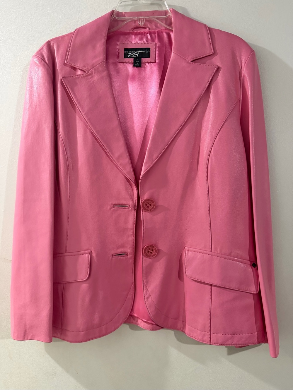 Bubblegum Pink Leather Blazer